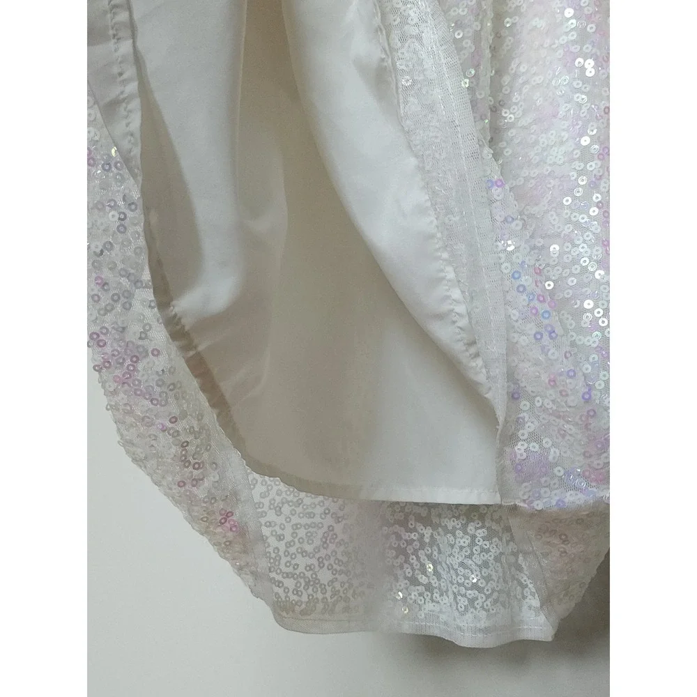 H&M Sequin Dress Kid 6-7Y White Iridescent Sparkly Fairy Princess Birthday Party